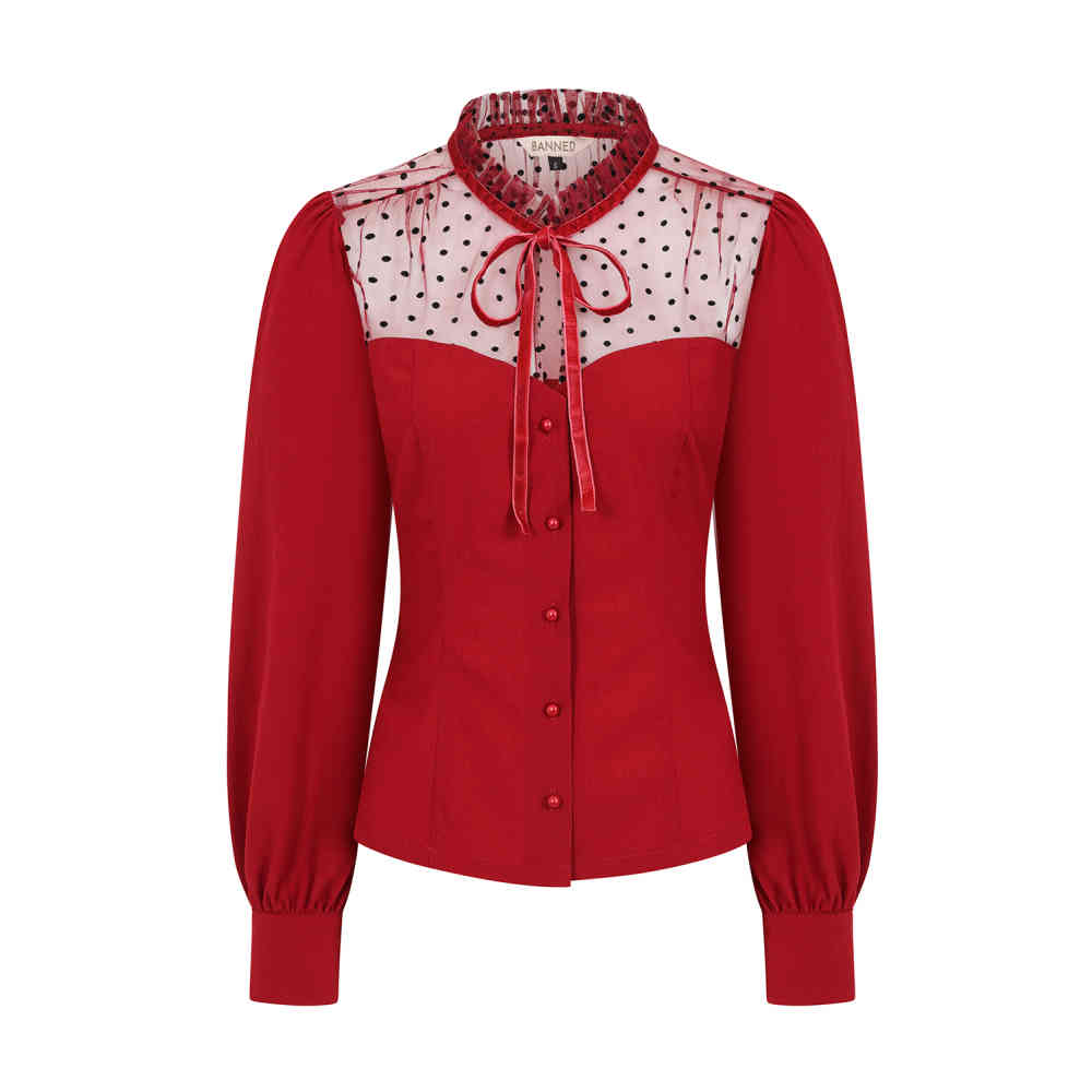 Banned - Luna Bluse - Bordeauxrot